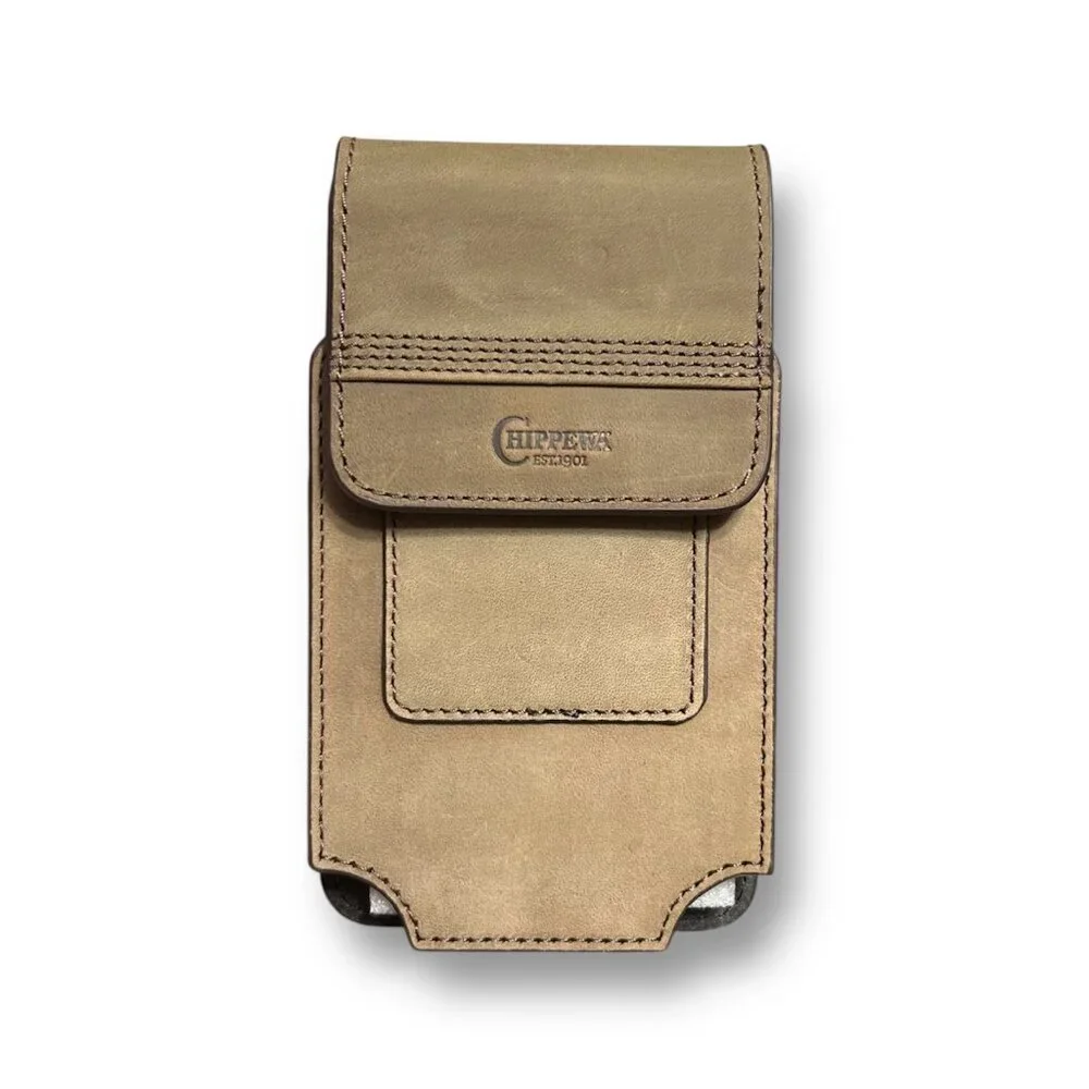 Chippewa Cell Phone Belt Clip 360 Degree Swivel‎ Leather Logo Brown 22225708C1